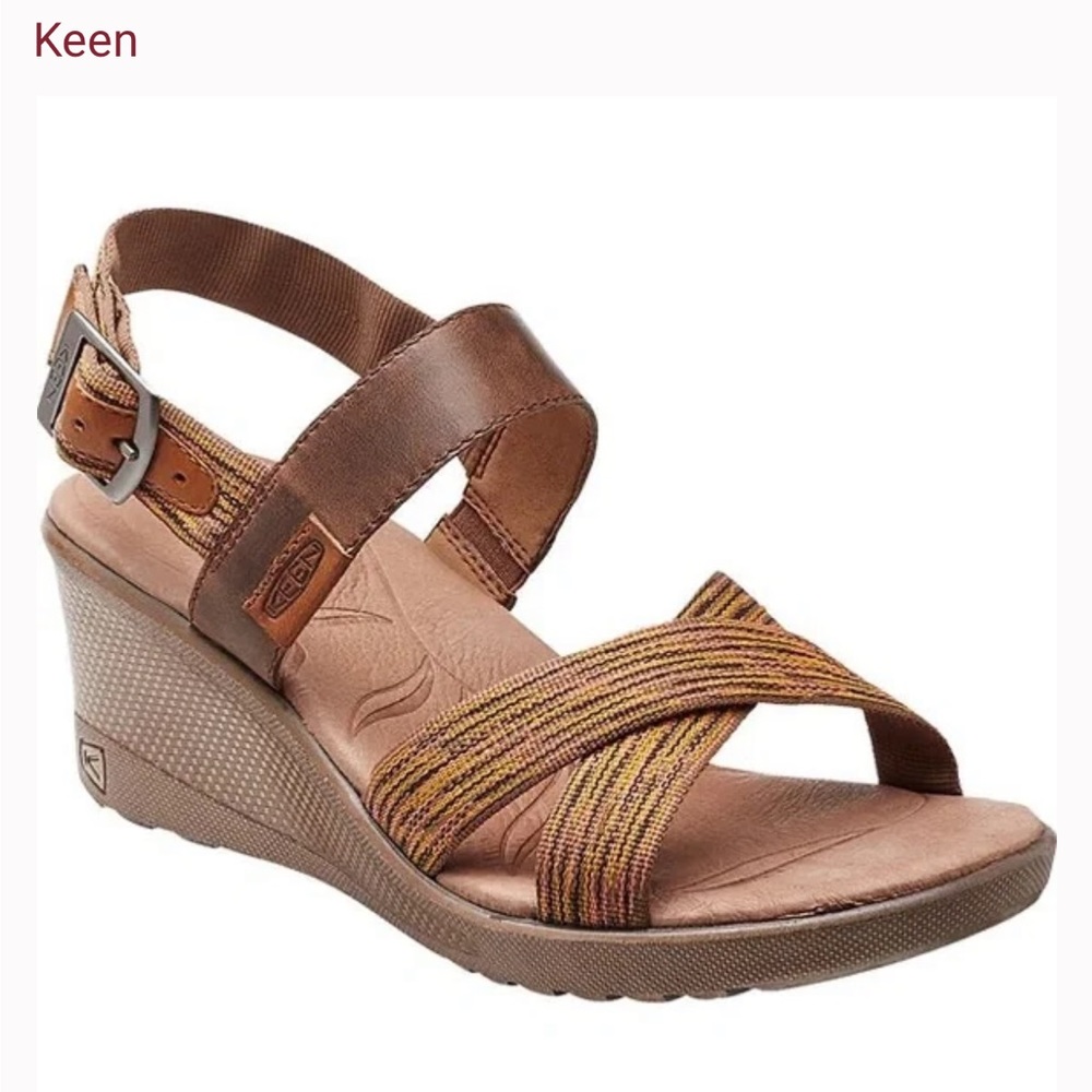 New KEEN Skyline Brown/Thrush Leather Wedge Sandals Woman’s 8.5 - Picture 1 of 13